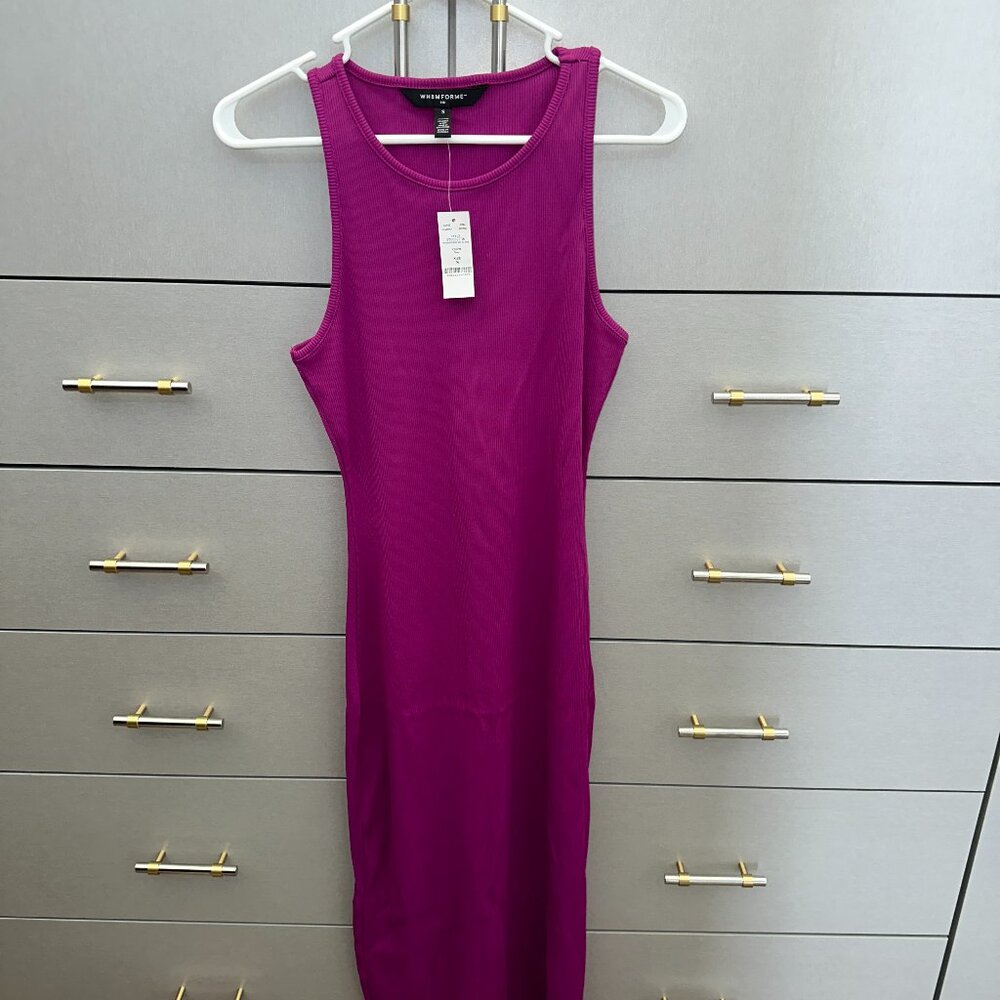 WHBM® FORME Pink Rib Sleeveless Midi Dress